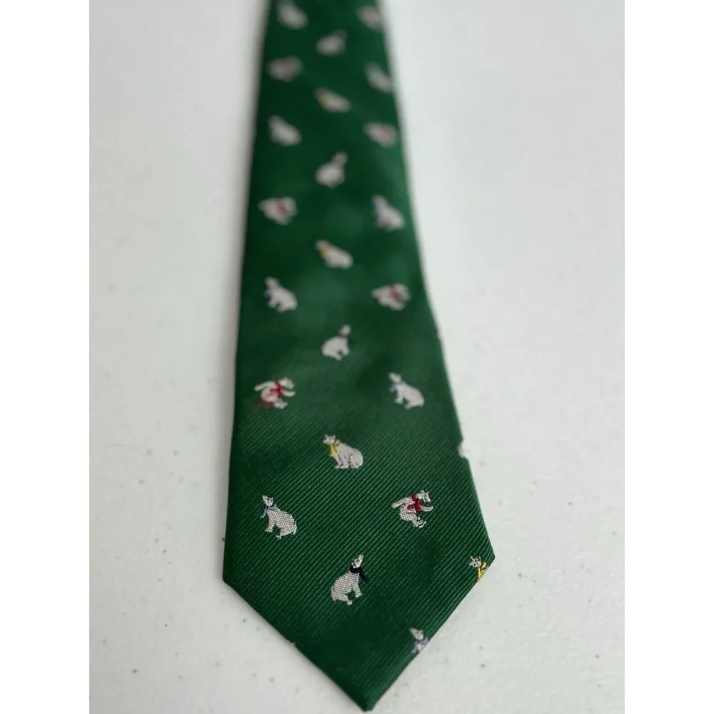 Club Room‎ Boy's 100% Silk Green Polar Bear Zipper Adjustable Necktie